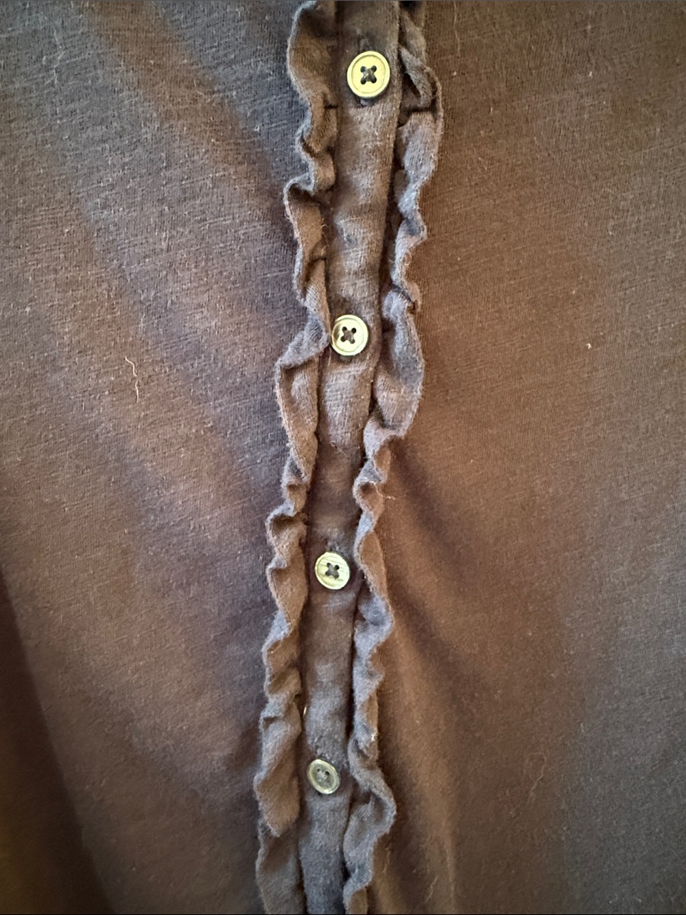 Boden Navy Ruffle-Trim Button-Front Top - Picture 2 of 3